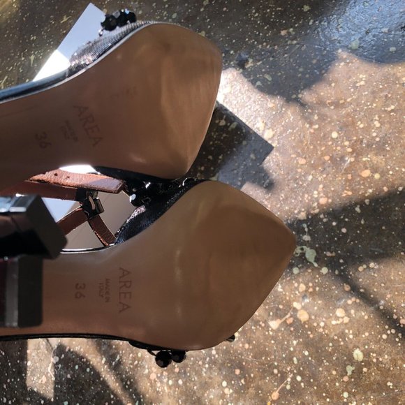 AREA Ankle A Pump Heels Bead Embellished Black Size 6 - Picture 6 of 11
